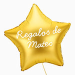 Globo Foil Estrella XL Oro Personalizado Frase Vinilo Blanco