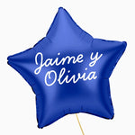 Globo Foil Estrella XL Azul  Personalizado Frase Vinilo Blanco