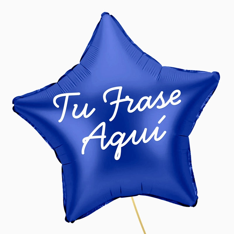 Globo Foil Estrella XL Azul  Personalizado Frase Vinilo Blanco