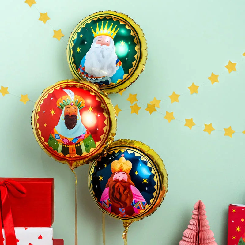 Set Globos Foil Redondo Ø 43 cm Noche de Reyes Magos