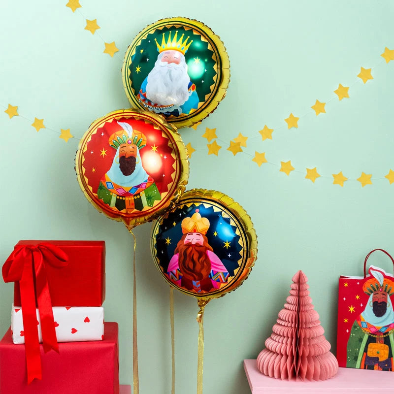 Set Globos Foil Redondo Ø 43 cm Noche de Reyes Magos