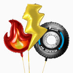 Ensemble de ballons en aluminium de feu, éclair et roue de monstre dragon