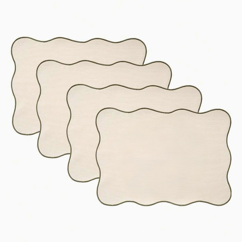Manteles Individuales Ondulado Tela 33 x 45 cm Beige