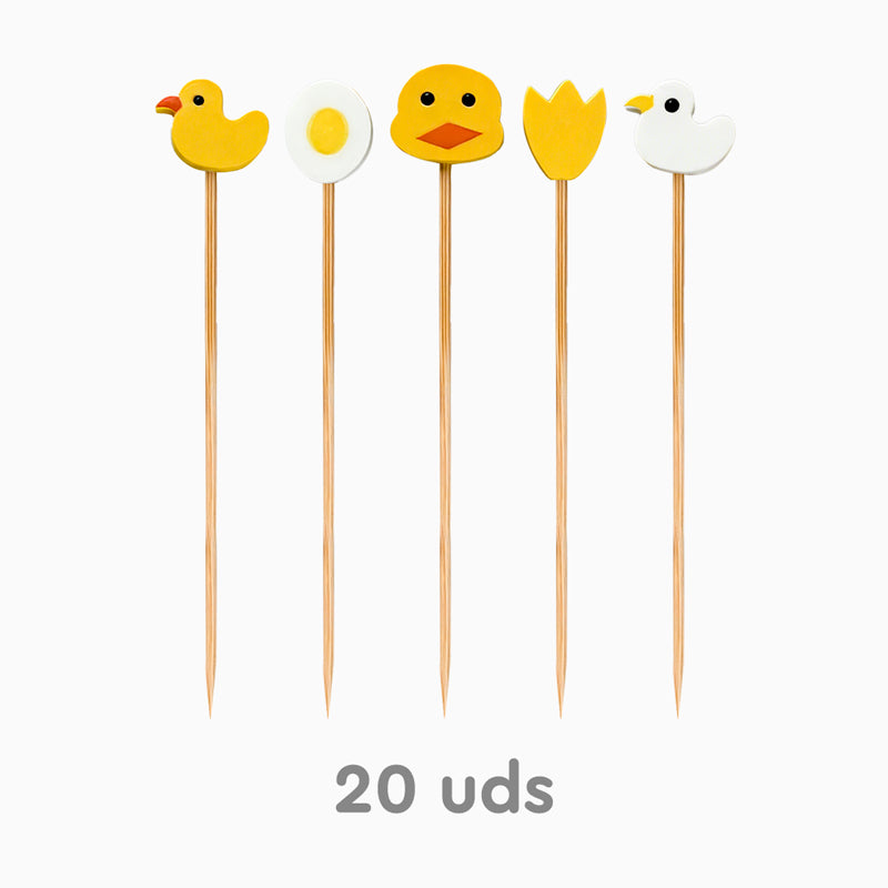 Pinchos Bambú 12 cm Patitos