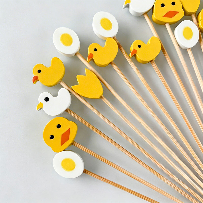 Pinchos Bambú 12 cm Patitos