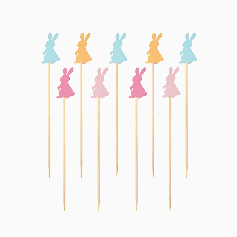 Espetos de Bambu Coelhinhos da Páscoa de 12 cm