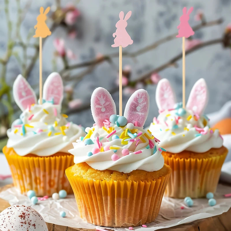 Espetos de Bambu Coelhinhos da Páscoa de 12 cm