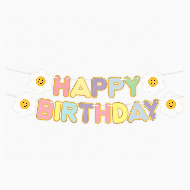 Guirnalda Happy Birthday Flores