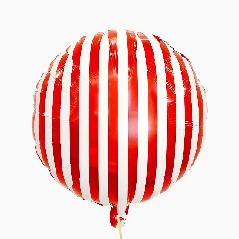 Rundes Folienballon-Set Ø 45 cm mit roten und weißen Streifen