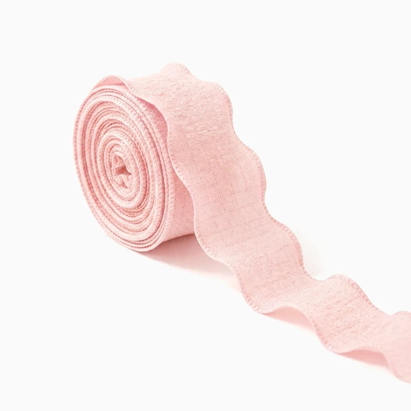 Cinta Ondulada de Tela 2.5 cm x 9 m Rosa Pastel