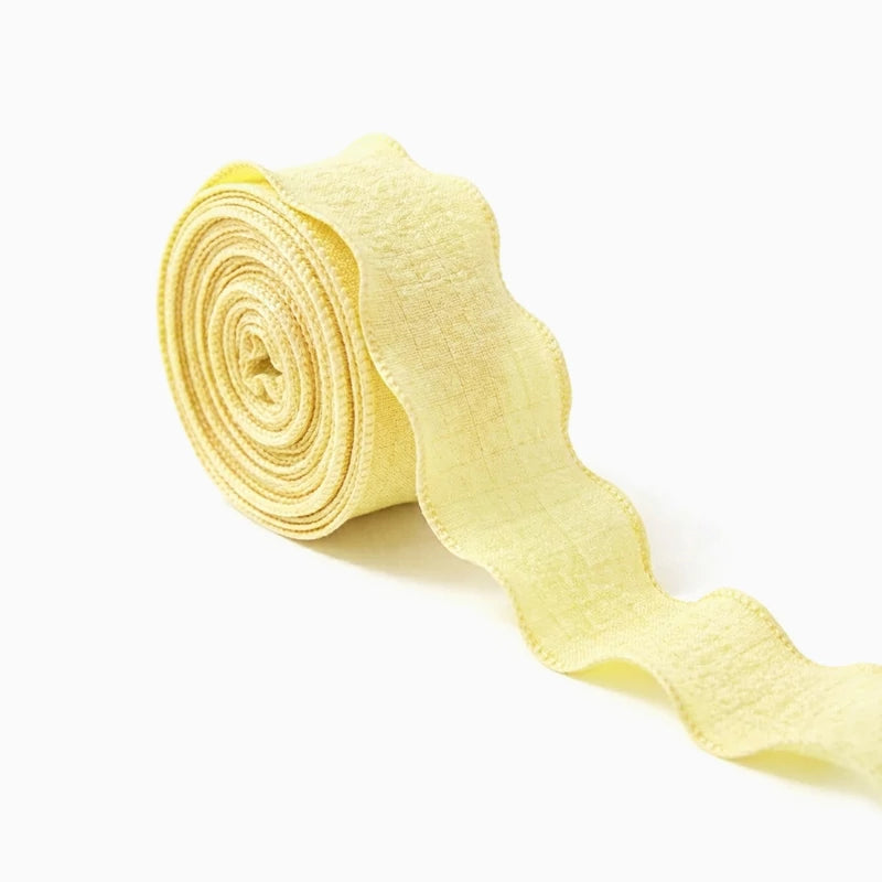 Cinta Ondulada de Tela 2.5 cm x 9 m Amarillo Pastel