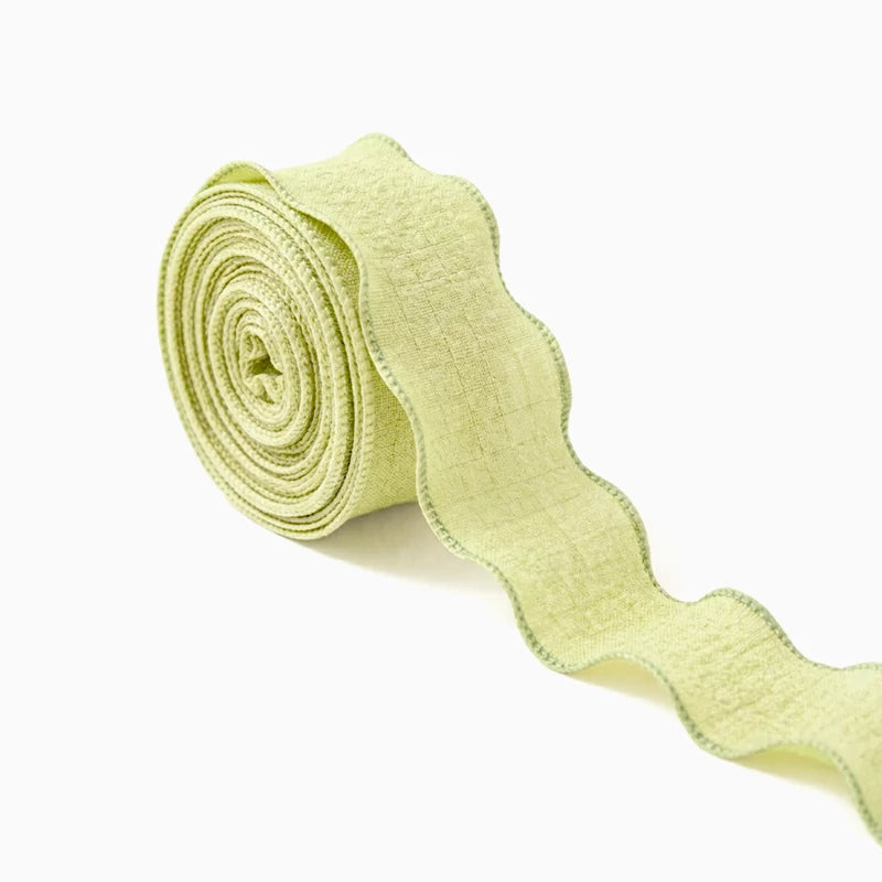 Cinta Ondulada de Tela 2.5 cm x 9 m Verde Lima Pastel