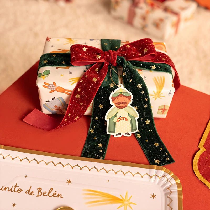 Cinta Tela Terciopelo con Estrellas 2.5 cm x 2 m Rojo