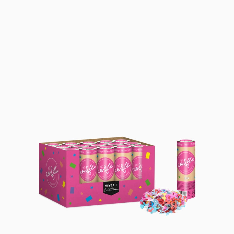 Set of 24 Mini Confetti Cannons 15 cm Multicolored Biodegradable Paper