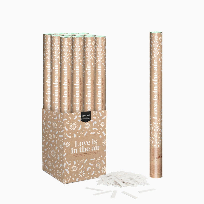 Set 12 Cañones Confeti Tiras Biodegradable 60 cm Blanco