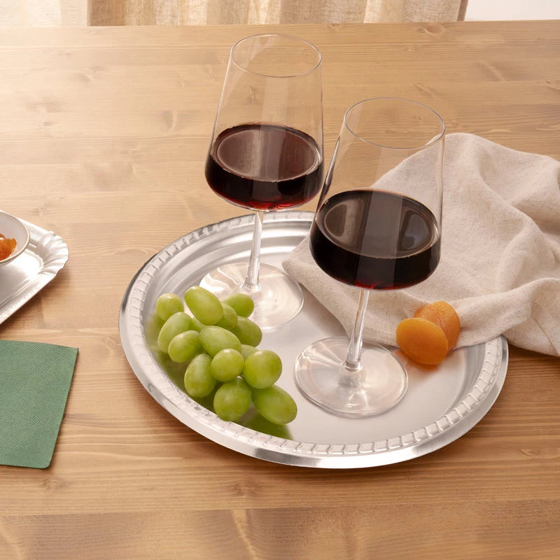 Wiederverwendbare Plastikschale Llano Redondo Premium metallisiert Ø26 cm Silber