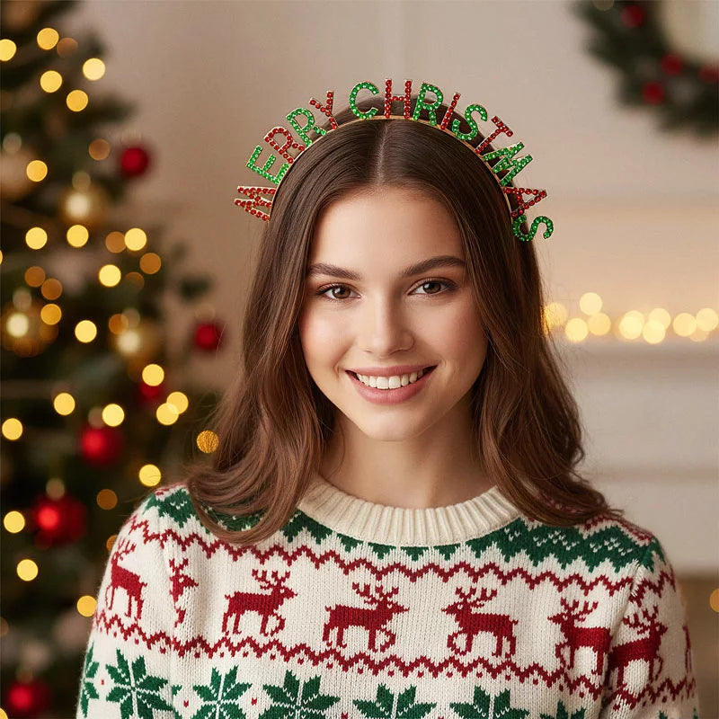 Diadema Navidad Talla Única Metálica 'Merry Christmas'