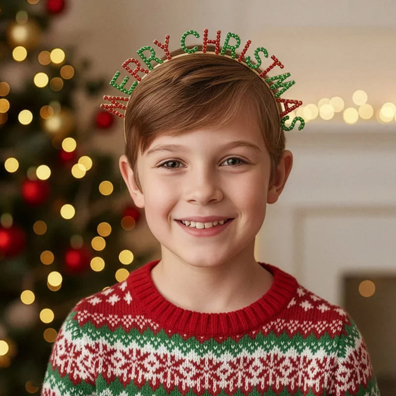 Bandeau de Noël taille unique métallique 'Joyeux Noël'