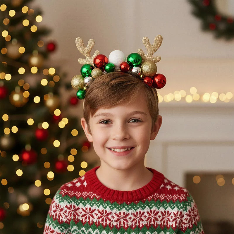 Diadema Navidad Reno Talla Única con Bolas