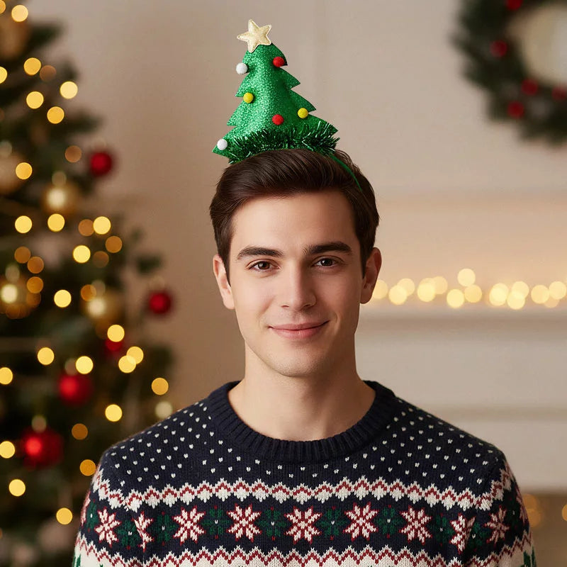 Diadema Navidad Talla Única Abeto y Espumillón