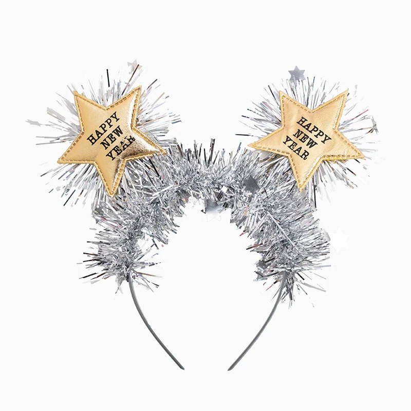 Diadema Espumillón Plata 'Happy New Year' Estrella Oro
