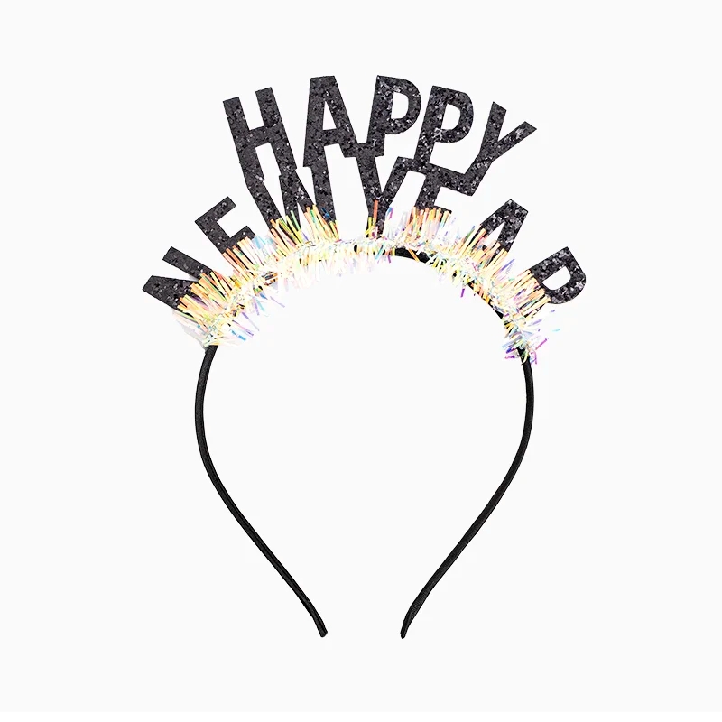 Diadema Glitter Negro 'Happy New Year'