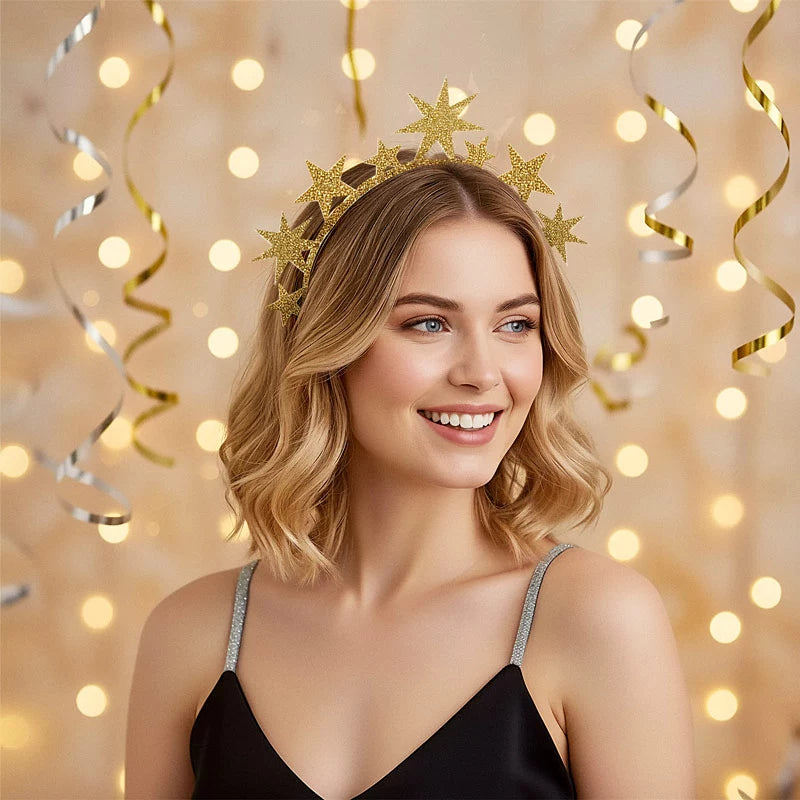 Diadema Estrella Glitter Oro