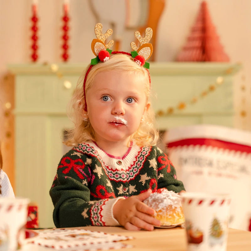Tiara de Natal de rena brilhante com frutas vermelhas