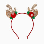 Tiara de Natal de rena brilhante com frutas vermelhas