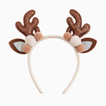 Tiara de Natal com orelhas de rena e pompons