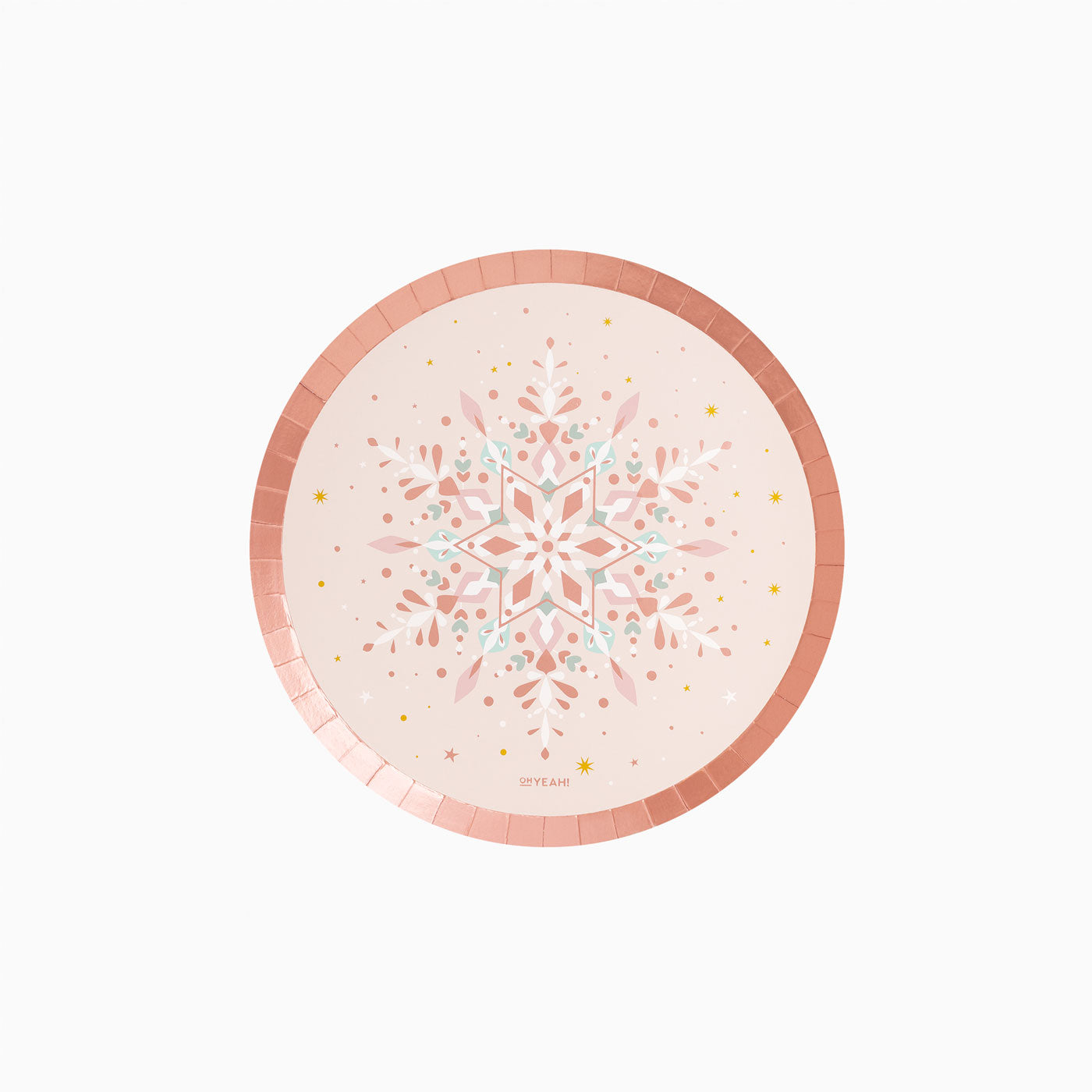 Papelão llano para sobremesa de natal congelado Ø 18 cm de ouro rosa de floco de neve