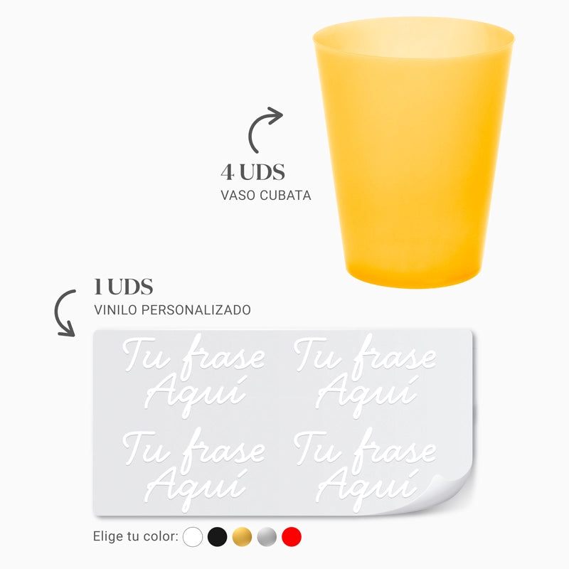 Vaso Cubata Ancho Naranja 480 cc Personalizado