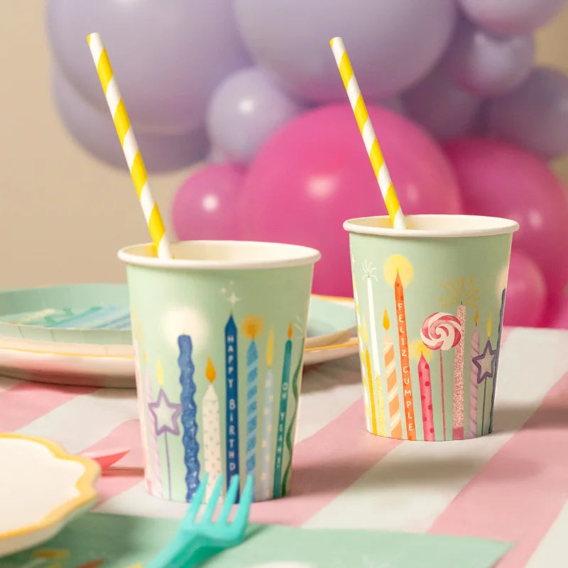 Copo de papel 270 cc velas de aniversário