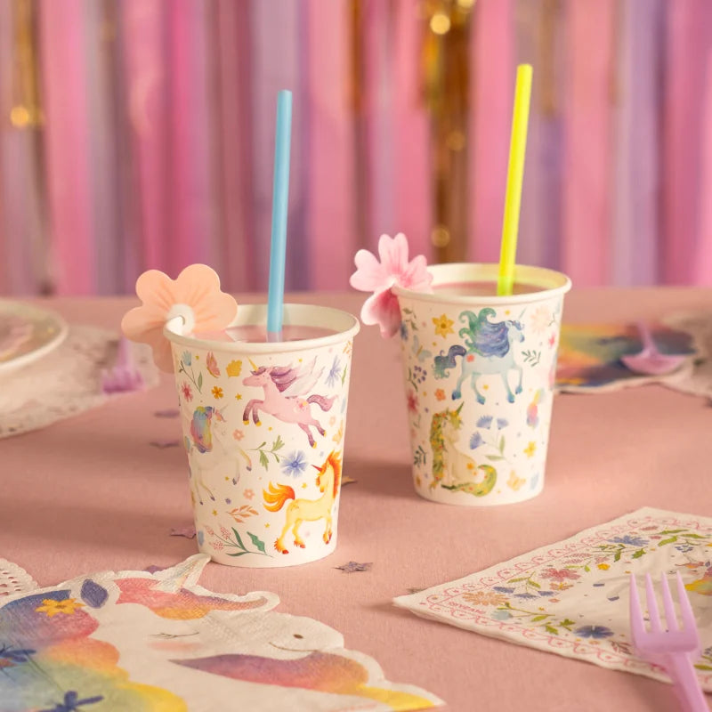 Inspiracion con Vaso Cartón 270 cc Unicornios Mágicos