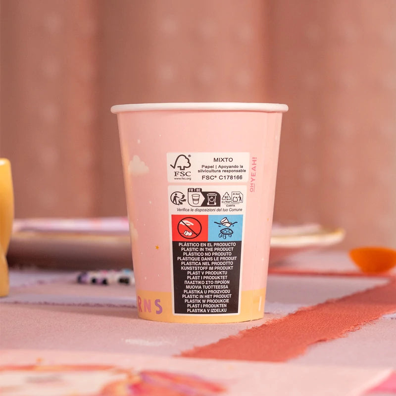 Inspiracion con Vaso Cartón 270 cc Unicornio Baby Rosa