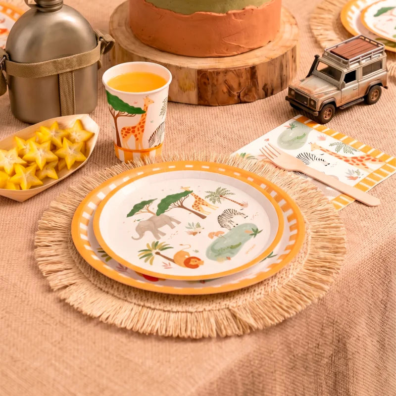 Inspiracion con Kit Mesa Premium 12 Personas Mi Primer Safari 108 piezas