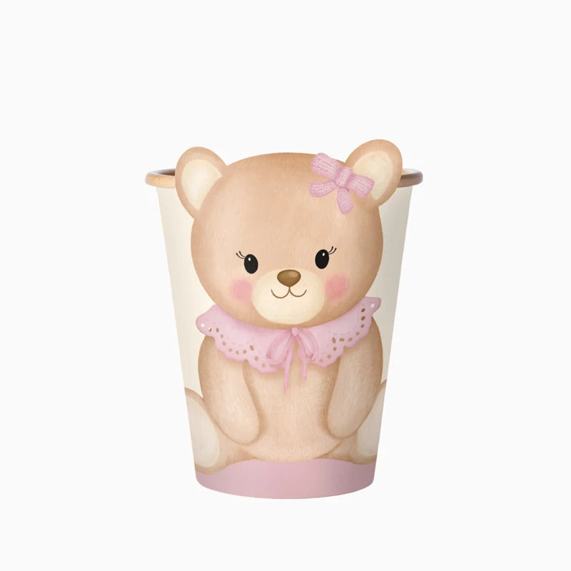 Vaso Cartón con Funda 270 cc Baby Osito Rosa