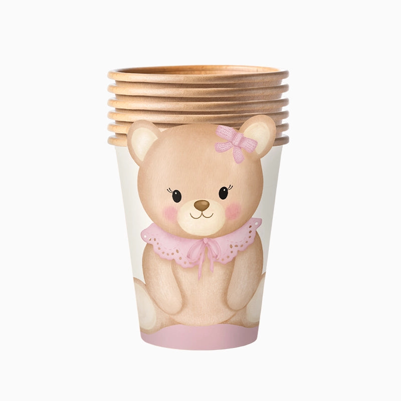 Vaso Cartón con Funda 270 cc Baby Osito Rosa