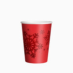 Vaso Cartón Navidad 270 cc Copo de Nieve Rojo Glitter