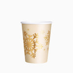 Vaso Cartón Navidad 270 cc Copo de Nieve Oro Glitter