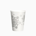 Vaso Cartón Navidad 270 cc Copo de Nieve Plata Glitter