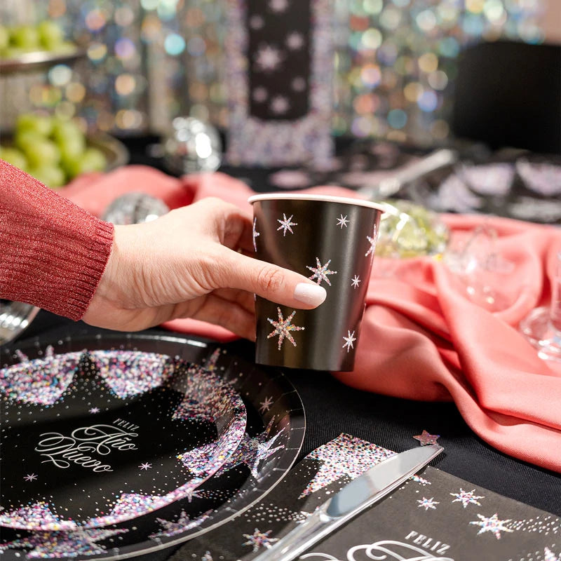 Inspiracion con Vaso Cartón Navidad 270 cc Estrellas de Nochevieja