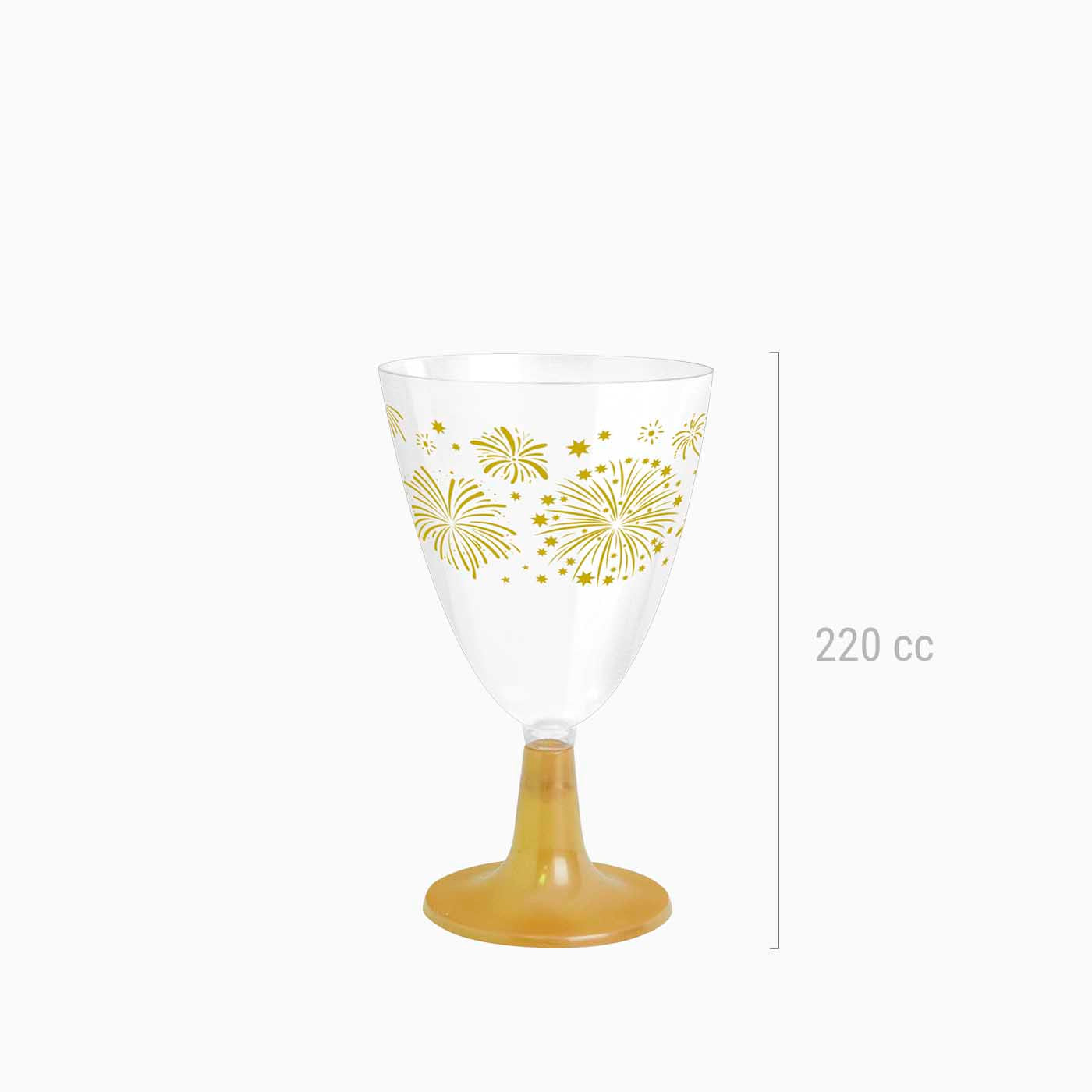 Copa Agua/Vino Nochevieja Plástico Destellos 220 cc