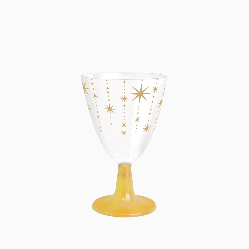 Copa Vino/Agua Plástico Reutilizable PS 220 cc Estrellas Oro Ornaments