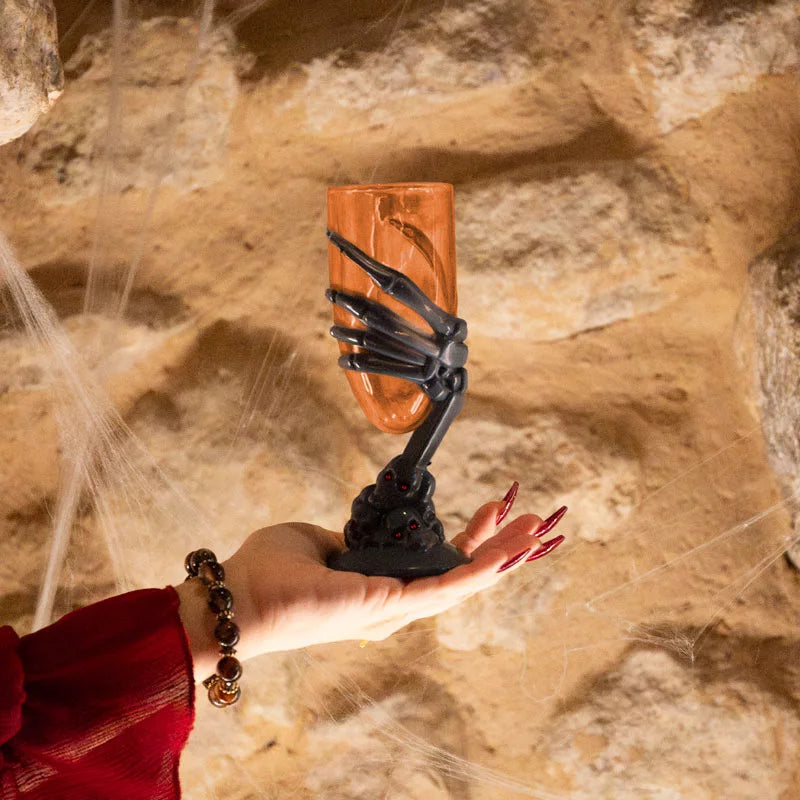 Copo de plástico reutilizável 80cc Halloween Orange Skeleton Hand