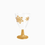 Copa Agua/Vino Plástico Reutilizable PS Navidad 220 cc Copo de Nieve Oro Glitter
