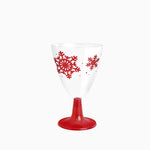 Copa Agua/Vino Plástico Reutilizable PS Navidad 220 cc Copo de Nieve Rojo Glitter