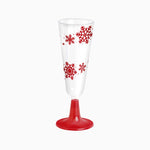 Copa Cava Plástico Reutilizable PS 150 cc Copo de Nieve Rojo Glitter