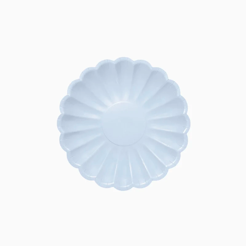 Prato Sobremesa Plano em Cartão Formato Flor Ø 18 cm Azul Pastel
