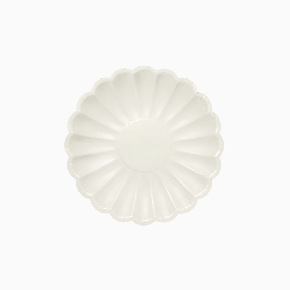Cartone piatto piatto da dessert floreale Ø18 cm bianco